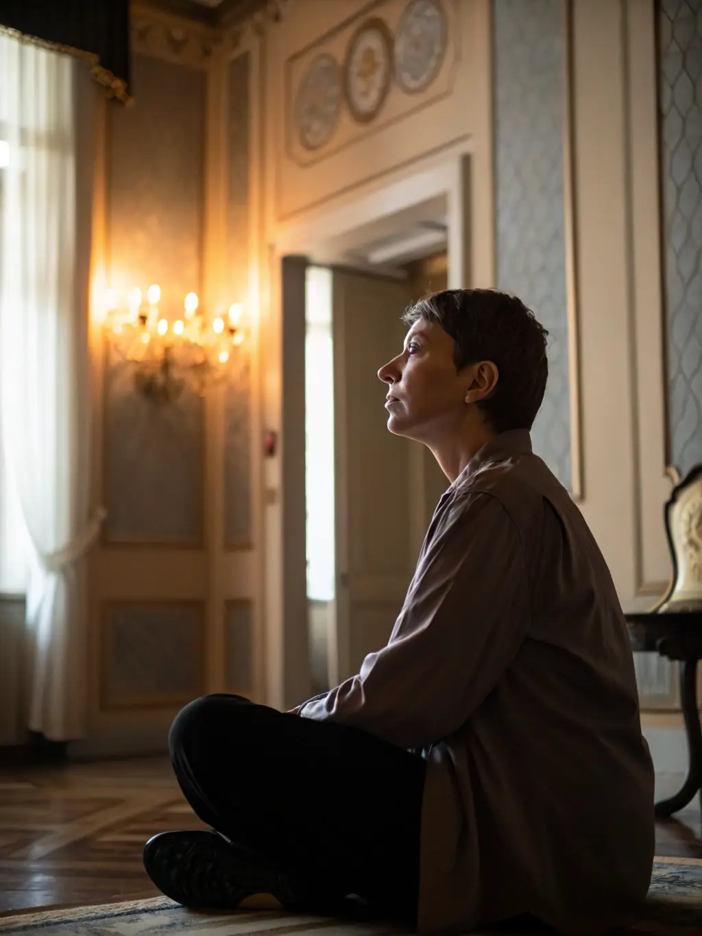 A person meditating in a calm and serene environment, symbolizing inner peace and mindfulness.